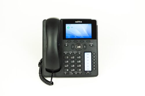 above shot of a voip phone system on white background