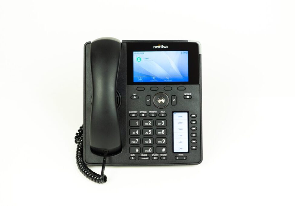 above shot of a voip phone system on white background
